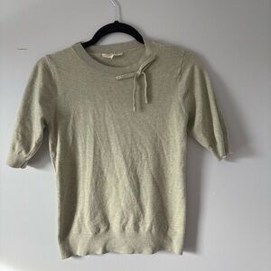 Light Sage Short Sleeve Knit Top with Bow